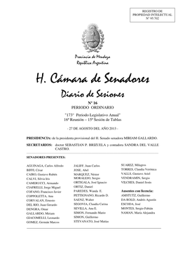 H. Cámara De Senadores Diario De Sesiones Nº 16 PERIODO ORDINARIO