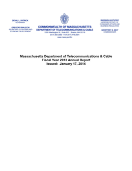 Massachusetts Department of Telecommunications & Cable Fiscal