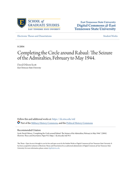 Completing the Circle Around Rabaul: the Seizure of the Admiralties, February to May 1944