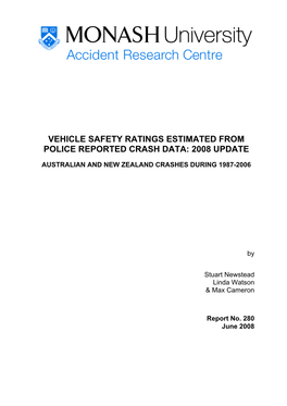 Vehicle Safety Ratings Estimated from Police Reported Crash Data: 2008 Update