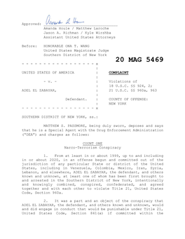 20 MAG 5469 : UNITED STATES of AMERICA : COMPLAINT : - V