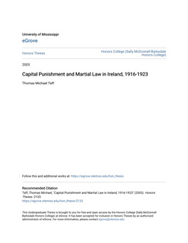 Capital Punishment and Martial Law in Ireland, 1916-1923