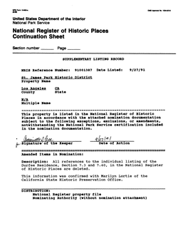 National Register of Historic Places Continuation Sheet