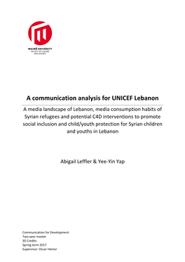 A Communication Analysis for UNICEF Lebanon