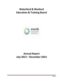Waterford & Wexford Education & Training Board Annual Report July