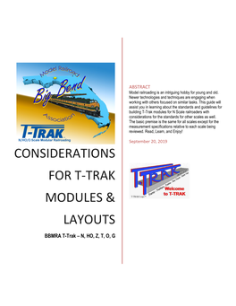 Considerations for T-Trak Modules & Layouts