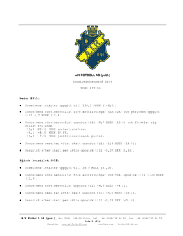 Org Nr 556520-1190 AIK FOTBOLL AB (Publ.)