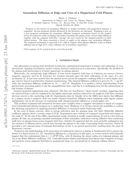 Arxiv:0901.3747V1 [Physics.Plasm-Ph] 23 Jan 2009 Etrt Ftetcncluiest Flisbon