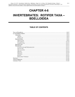 Volume 2, Chapter 4-6: Invertebrates: Rotifer Taxa-Bdelloidea