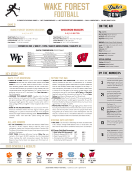 Wake Forest Game Notes