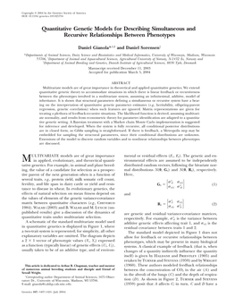 Quantitative Genetic Models for Describing Simultaneous and Recursive Relationships Between Phenotypes