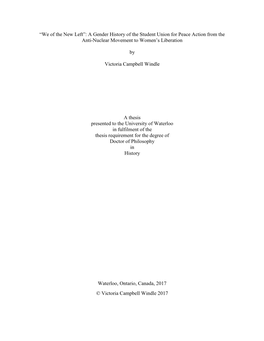 “We of the New Left”: a Gender History of the Student Union for Peace Action from the Anti-Nuclear Movement to Women's Li