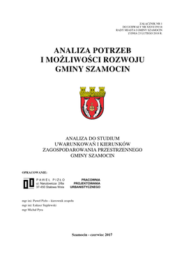 Analiza Potrzeb I Możliwości Rozwoju Gminy Szamocin