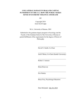 Collateral Damage in Iraq and Capital Punishment in the U.S.: How the Public Makes Sense of Extreme Violence and Death