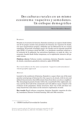 Dos Culturas Rurales En Un Mismo Ecosistema: Vaqueiros Y Somedanos