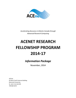 Acenet Research Fellowship Program Information Package FINAL