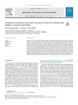 Comparison of Apiculture and Winter Mortality of Honey Bee Colonies