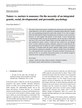 Nature Vs. Nurture Is Nonsense: on the Necessity of an Integrated Genetic, Social, Developmental, and Personality Psychology