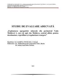 Studiu De Evaluare Adecvată