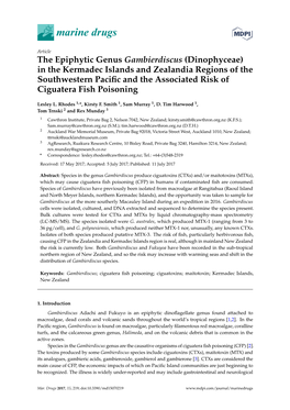 The Epiphytic Genus Gambierdiscus (Dinophyceae) in the Kermadec