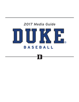 Media Guide 2017 Duke Baseball.Indd
