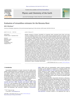 Evaluation of Streamflow Estimates for the Rovuma River