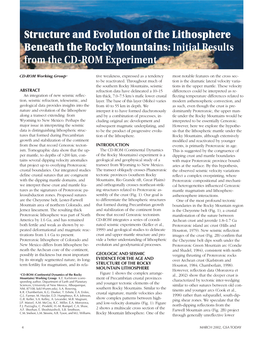 Structure and Evolution of the Lithosphere Beneath the Rocky Mountains: Initial Results from the CD-ROM Experiment