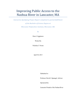 Improving Public Access to the Nashua River in Lancaster, MA