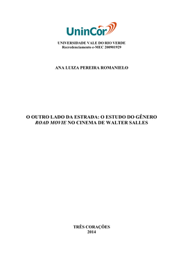 O Estudo Do Gênero Road Movie No Cinema De Walter Salles