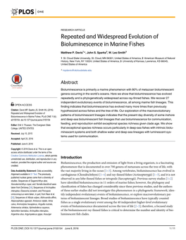 Repeated and Widespread Evolution of Bioluminescence in Marine Fishes