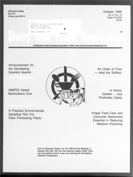 Dairy and Food Sanitation 1988-10