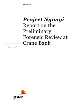 Project Nyonyi Report on the Preliminary Forensic Review At