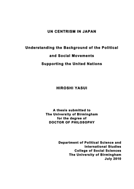 Un Centrism in Japan