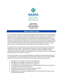 NASPA President's Report