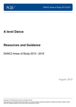 A-Level Dance Resource List Resource List: Unit 03
