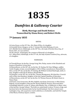 1835 Dumfries & Galloway Courier