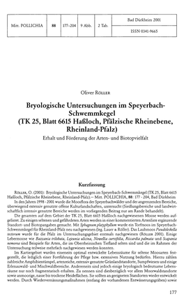 Bryologische Untersuchungen Im Speyerbach