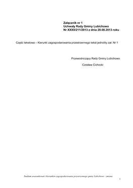 Załącznik Nr 1 Uchwały Rady Gminy Lubichowo Nr XXXII/211/2013 Z Dnia 28.08.2013 Roku