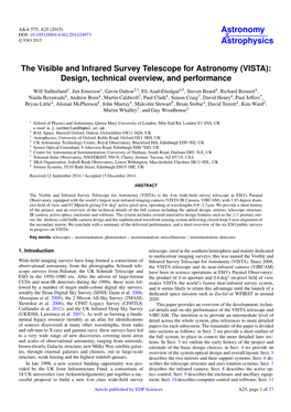 The Visible and Infrared Survey Telescope for Astronomy \(VISTA\)