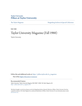 Taylor University Magazine (Fall 1988) Taylor University