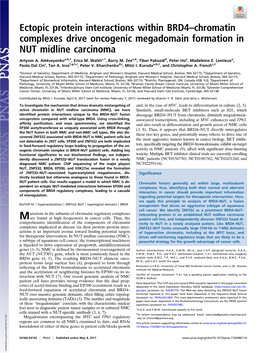 Ectopic Protein Interactions Within BRD4–Chromatin Complexes Drive Oncogenic Megadomain Formation in NUT Midline Carcinoma