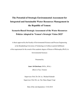 The Potential of Strategic Environmental Assessment for Integrated and Sustainable Water Resources Management in the Republic of Yemen