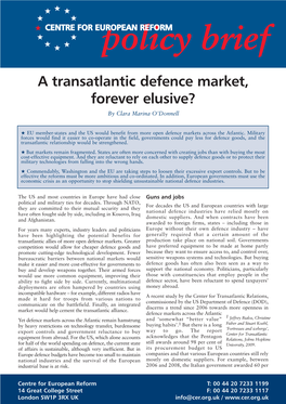 A Transatlantic Defence Market, Forever Elusive? by Clara Marina O’Donnell