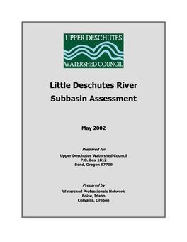 Little Deschutes River Subbasin Assessment