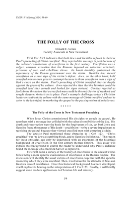 The Folly of the Cross