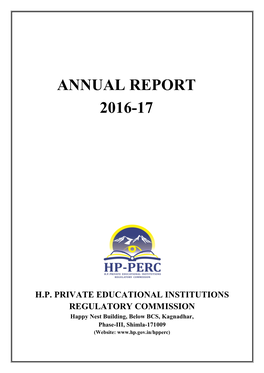 Annual Report 2016-17 Hp Private Educational Institutions Regulatory Commission