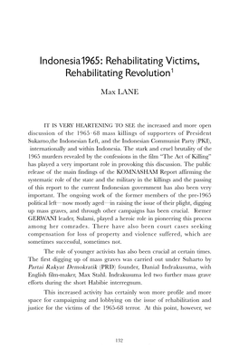 Indonesia 1965: Rehabilitating Victims, Rehabilitating Revolution