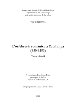 L'orfebreria Romànica a Catalunya (950-1250)