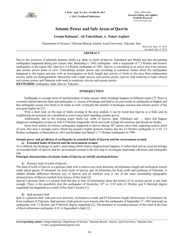 Seismic Power and Safe Areas of Qazvin