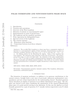 Polar Coordinates and Noncommutative Phase Space 3